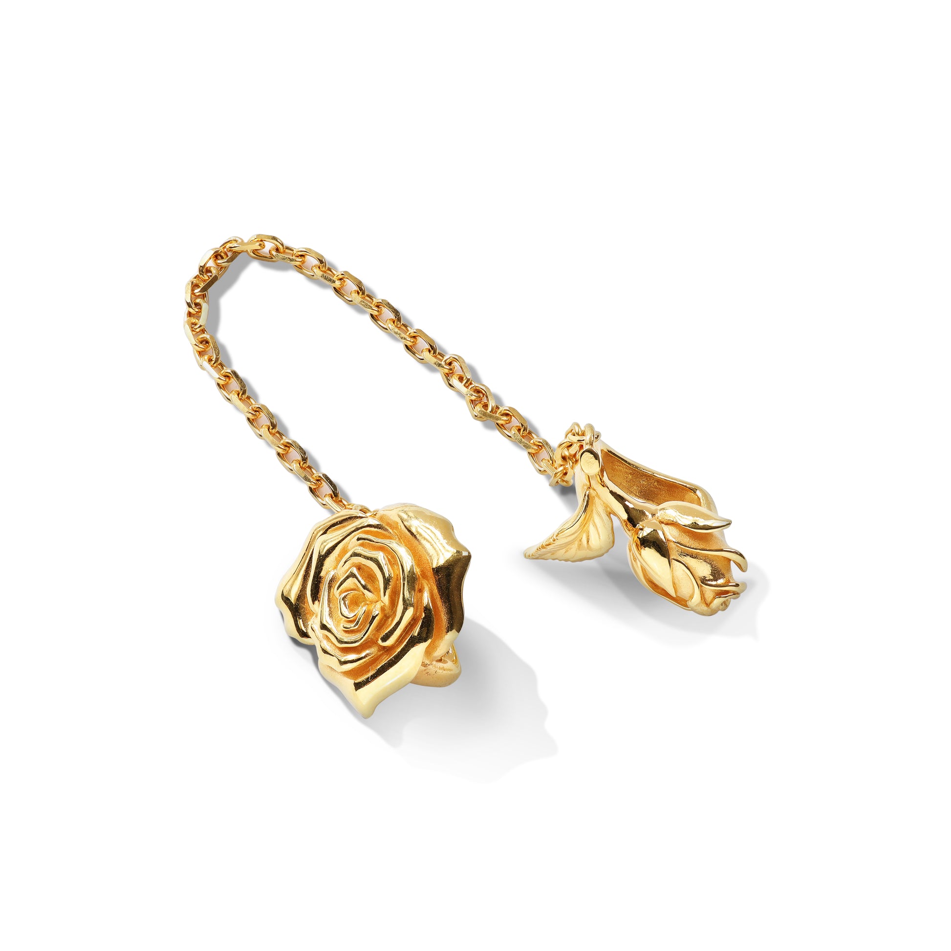 Gold rose charm with chain gothic jewelry accessory