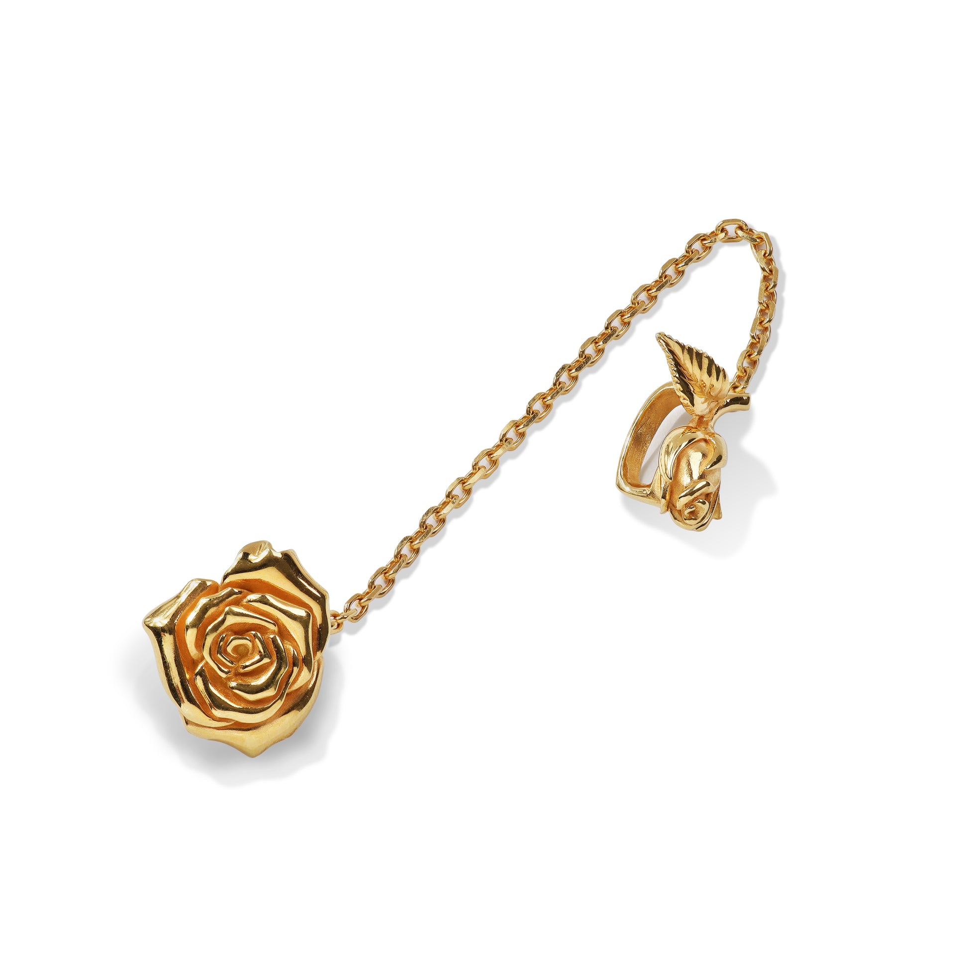 Gold rose charm with chain gothic jewelry accessory