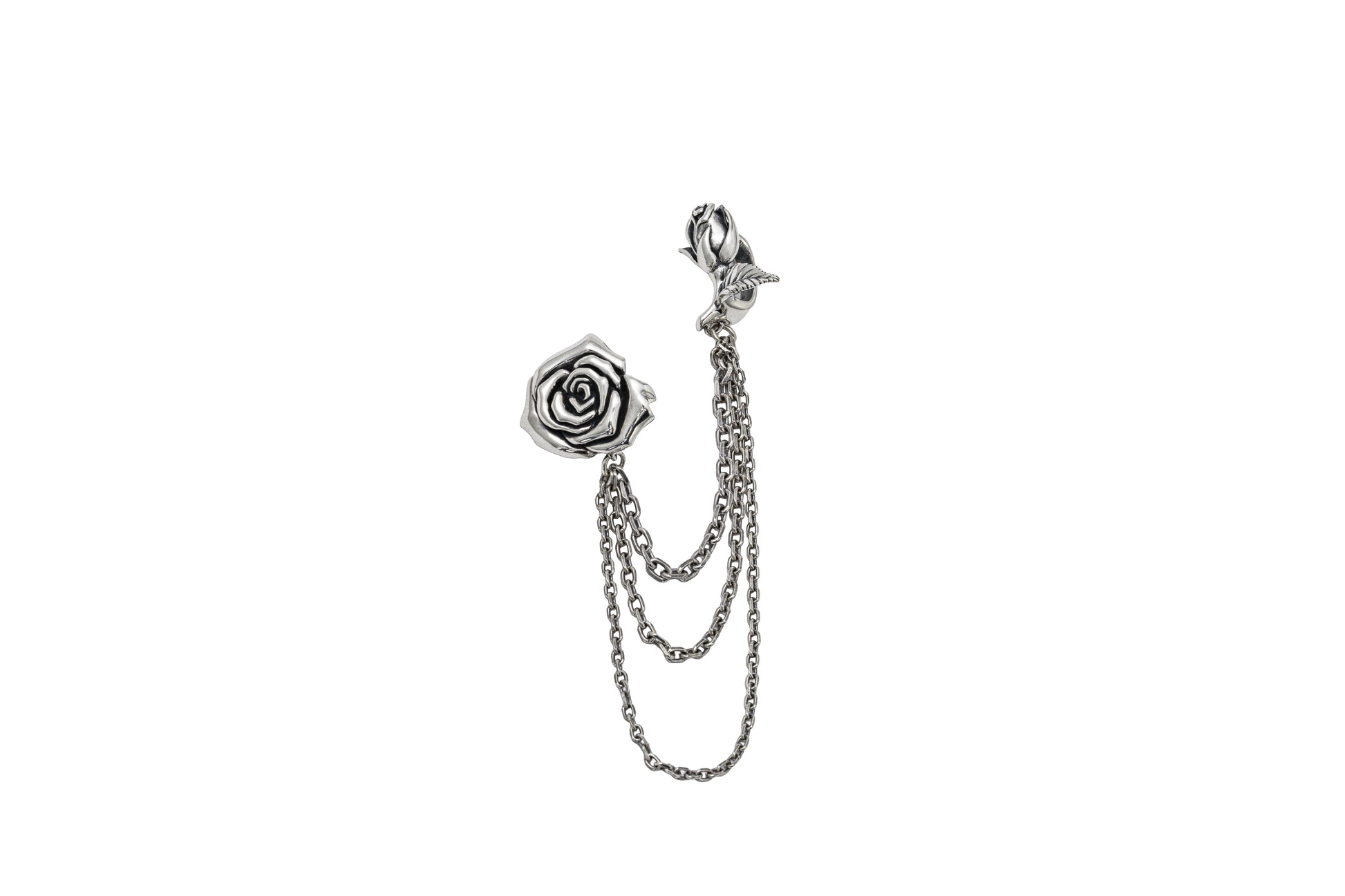 Rosa Rosa Caos silver rose charm with triple chain