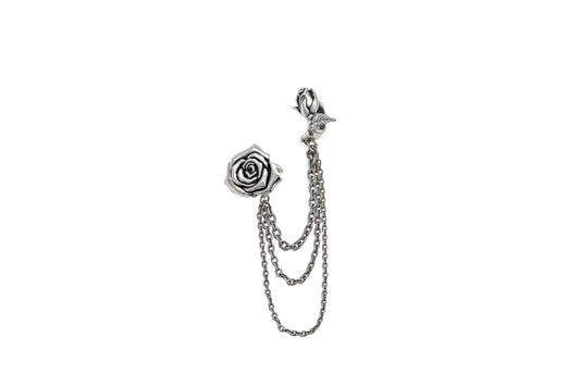 Rosa Rosa Caos silver rose charm with triple chain