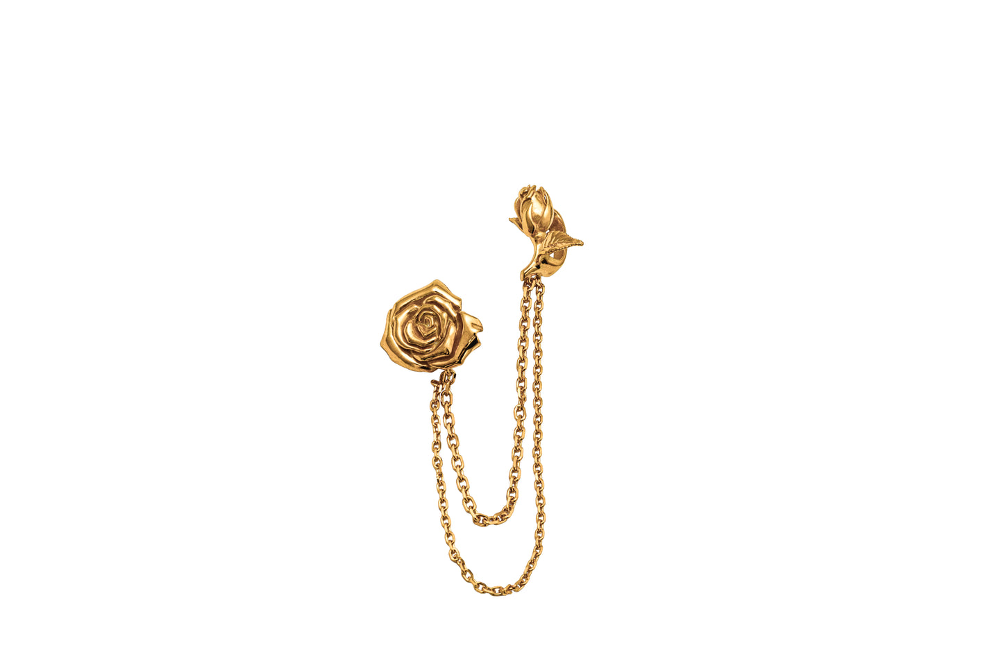 Rosa Rosa Doppio gold rose charm with double chain