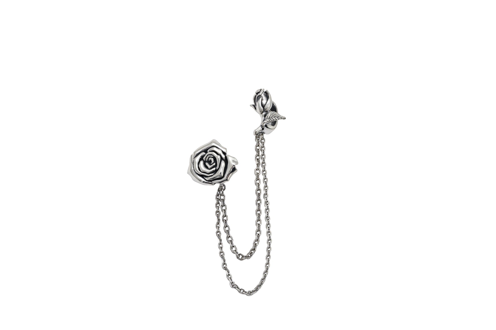 Rosa Rosa Doppio silver rose charm with double chain