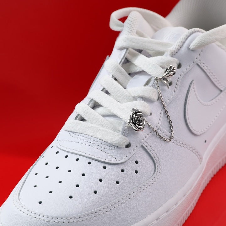 Silver rose charm with chain gothic jewelry accessory