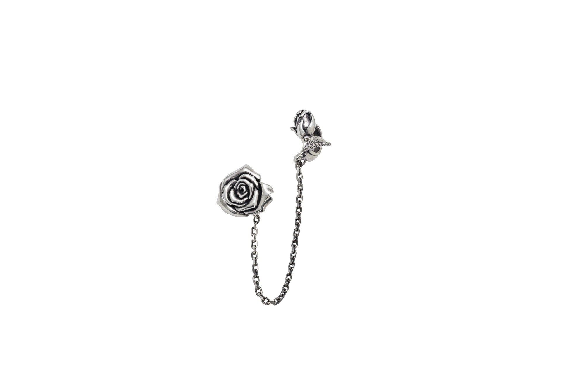 Silver rose charm with chain gothic jewelry accessory