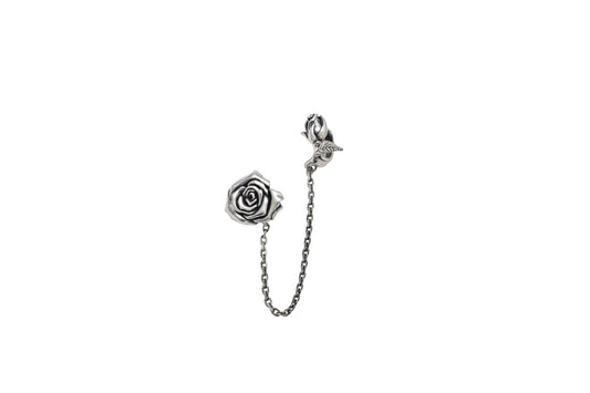 Silver rose charm with chain gothic jewelry accessory