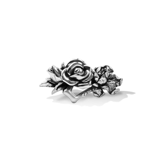 Silver rose shoe lace charm